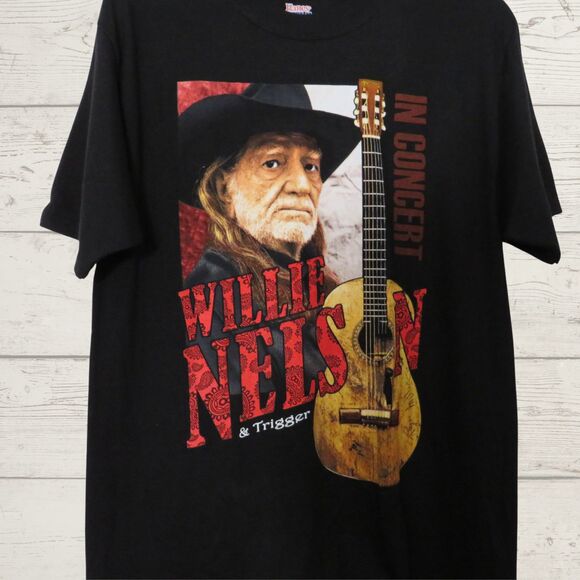 Willie Nelson Black T-Shirt Live 2014 Concert Sz M Unisex - Picture 2 of 9